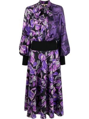 Roberto Cavalli mix-print midi dress - Purple