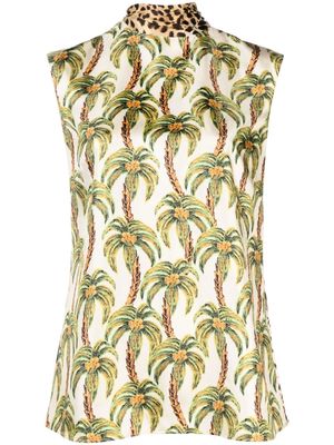 Roberto Cavalli mix-print sleeveless top - Neutrals