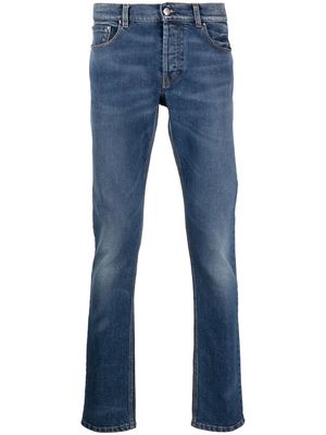 Roberto Cavalli monogram-embroidered skinny jeans - Blue