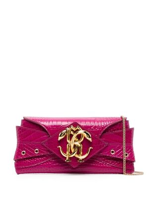 Roberto Cavalli monogram-plaque clutch bag - Pink