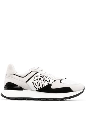 Roberto Cavalli monogram plaque leather sneakers - White