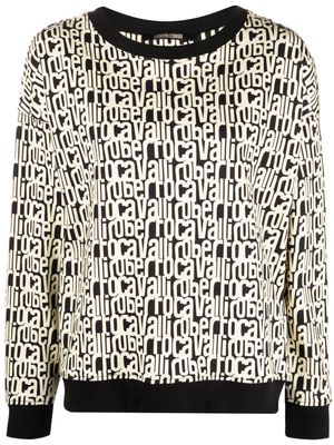 Roberto Cavalli monogram-print cotton sweatshirt - Black