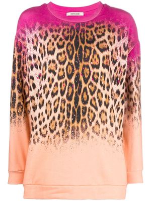 Roberto Cavalli ombré leopard-print sweatshirt - Orange