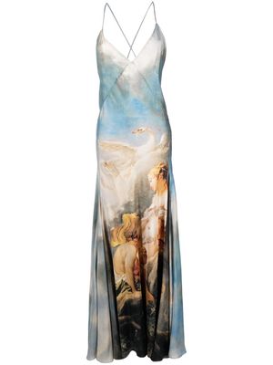Roberto Cavalli painterly-print silk maxi dress - 09000