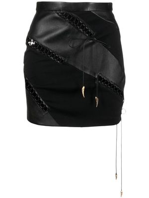 Roberto Cavalli panelled leather mini skirt - Black