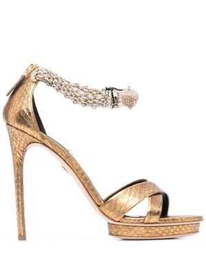 Roberto Cavalli panther-head high-heel sandals - Gold