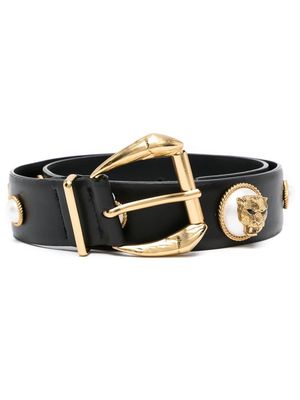 Roberto Cavalli panther pearl-embellished belt - Black