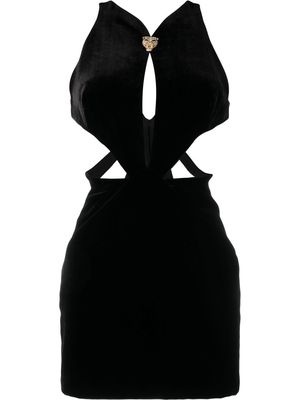 Roberto Cavalli Panther-plaque cut-out mini dress - Black