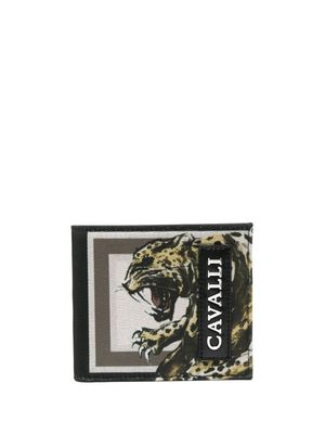 Roberto Cavalli Panther-print bifold wallet - Black
