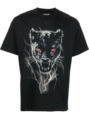 Roberto Cavalli panther print T-shirt - Black