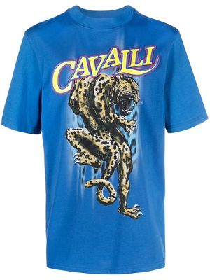Roberto Cavalli panther-print T-shirt - Blue