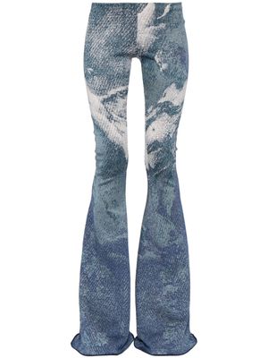 Roberto Cavalli patterned-jacquard glitter flared trousers - Blue