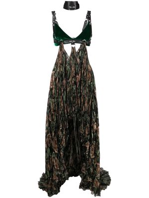 Roberto Cavalli patterned pleated maxi dress - Neutrals