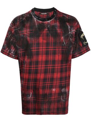 Roberto Cavalli plaid-print short-sleeved T-shirt - Red