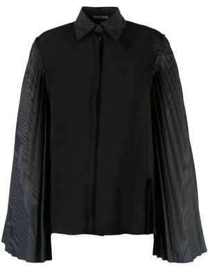 Roberto Cavalli pleated bell-sleeve shirt - Black