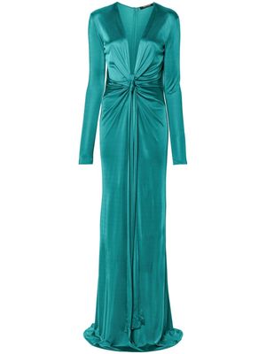 Roberto Cavalli plunging concealedV-neck gown - Green