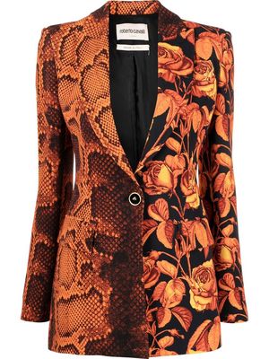 Roberto Cavalli printed single-breasted blazer - Orange