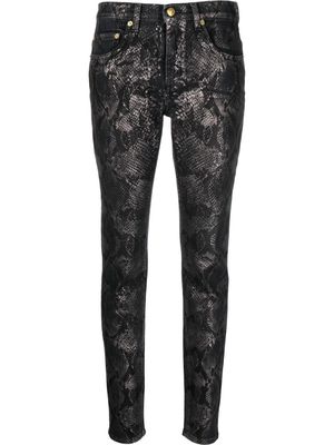 Roberto Cavalli python print slim-fit trousers - Black
