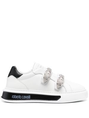 Roberto Cavalli rhinestone-embellished leather sneakers - White