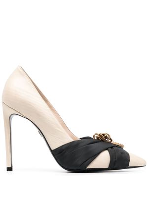 Roberto Cavalli ribbon-embellished pointed toe pumps - Neutrals