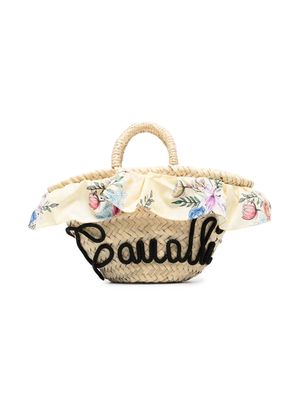 Roberto Cavalli rope-detail logo beach bag - Neutrals