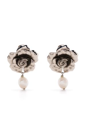 Roberto Cavalli rose clip-on earrings - Metallic