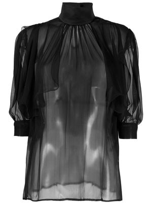 Roberto Cavalli semi-sheer high-neck blouse - Black