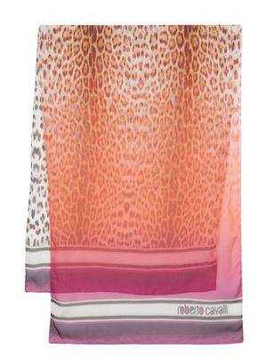 Roberto Cavalli silk leopard-print scarf - Neutrals