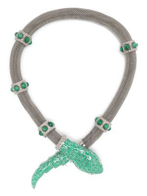 Roberto Cavalli snake enamel necklace - Silver