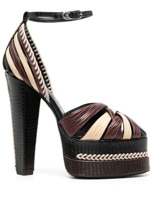 Roberto Cavalli snakeskin-effect braided platform sandals - Black