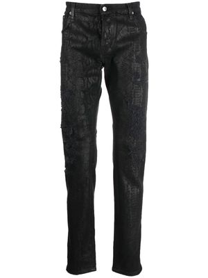 Roberto Cavalli snakeskin-effect skinny jeans - Black