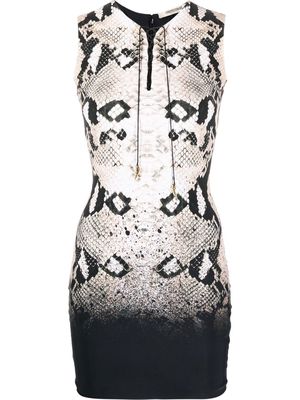 Roberto Cavalli snakeskin leopard-print fitted dress - Neutrals