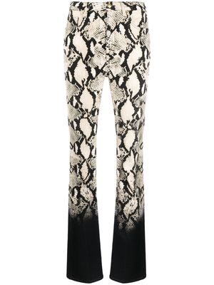 Roberto Cavalli snakeskin-print boot-leg jeans - Black