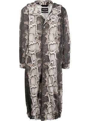 ROBERTO CAVALLI snakeskin-print hooded coat - Brown