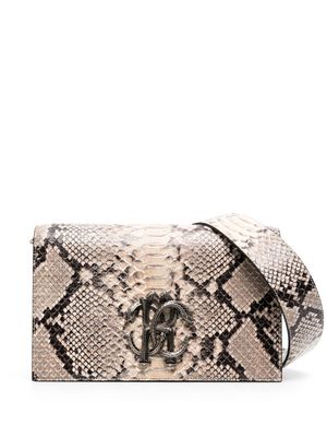 Roberto Cavalli snakeskin-print leather shoulder bag - Neutrals