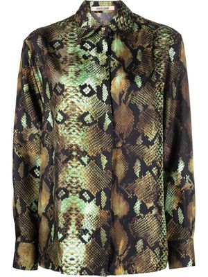 Roberto Cavalli snakeskin-print long-sleeve shirt - Neutrals