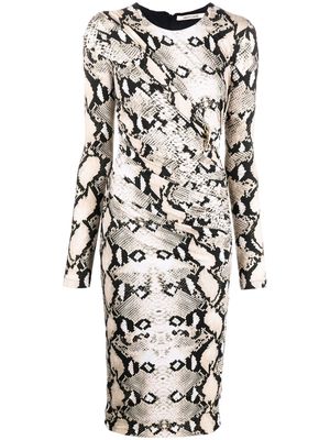 Roberto Cavalli snakeskin-print midi dress - Neutrals