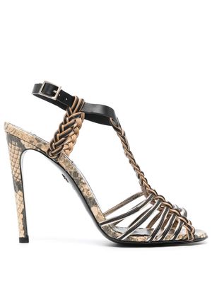 Roberto Cavalli snakeskin-print multi-strap sandals - Brown