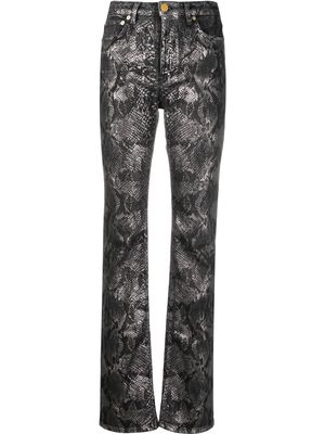 Roberto Cavalli snakeskin-print straight-leg trousers - Black