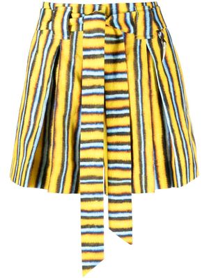 Roberto Cavalli striped tied-waist linen shorts - Yellow