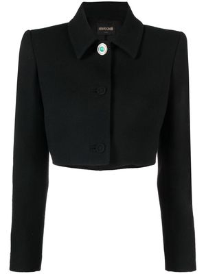 Roberto Cavalli tailored cropped wool jacket - Black