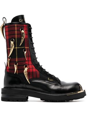 Roberto Cavalli tartan-check lace-up boots - Black