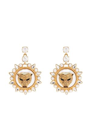 Roberto Cavalli tiger-detailed stud earrings - Gold
