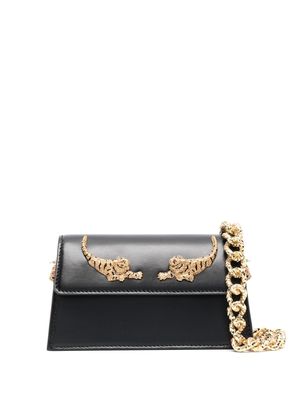 Roberto Cavalli tiger-embellished shoulder bag - Black
