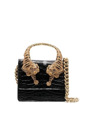 Roberto Cavalli tiger-handle shoulder bag - Black