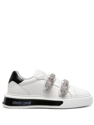 Roberto Cavalli Tiger Head touch-strap sneakers - White