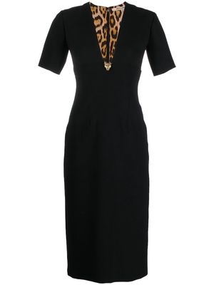 Roberto Cavalli tiger-motif short-sleeve dress - Black