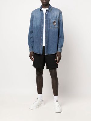 ROBERTO CAVALLI tiger patch denim shirt - Blue