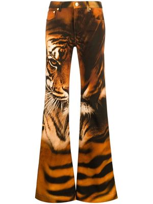 Roberto Cavalli tiger print flared jeans - Brown