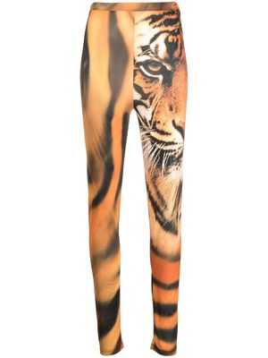 Roberto Cavalli tiger-print high-waisted leggings - Brown